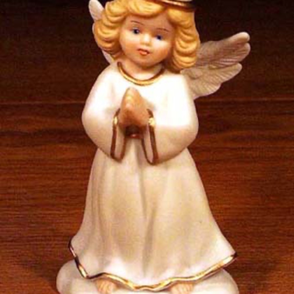 "BLESSED ANGEL" FIGURINE, FINE BISQUE CHINA, 3 DIMENSIONAL, FULL COLOUR,